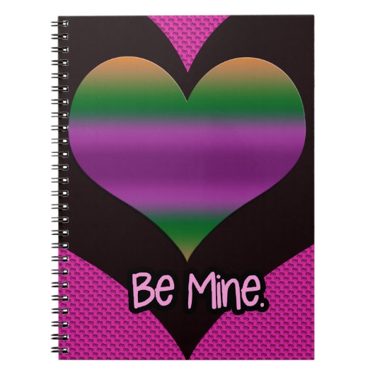 ビーミンバレンタインパープルストライプハート ノートブック (正面)