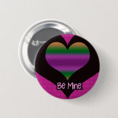 ビーミンバレンタインパープルストライプハート 缶バッジ (正面&裏面)