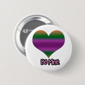 ビーミンバレンタインパープルストライプハート 缶バッジ (正面&裏面)