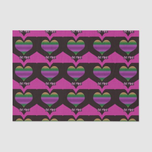 ビーミンバレンタインパープルストライプハート 薄葉紙 (正面)