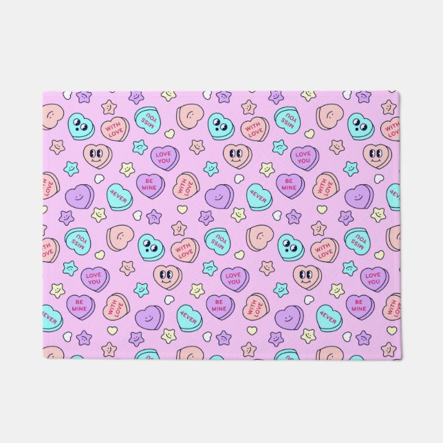 ビーミンパステルハート&スターラベンダー ドアマット (正面)