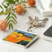 ビーミンビープンブライトオレンジフラワーフォトフローラ キーホルダー (側面)