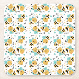 ビーミン（昆虫）マルハナバチパターンハート スクエアペーパーコースター