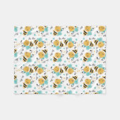 ビーミン（昆虫）マルハナバチパターン フリースブランケット (正面(横))