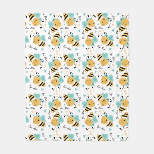 ビーミン（昆虫）マルハナバチパターン フリースブランケット (正面)