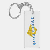 ビームと反対のピクセルの文字を持つ黄色の正方形 キーホルダー (正面左)