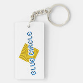 ビームと反対のピクセルの文字を持つ黄色の正方形 キーホルダー (裏面)