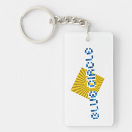 ビームと反対のピクセルの文字を持つ黄色の正方形 キーホルダー