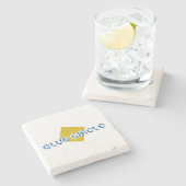 ビームと反対のピクセルの文字を持つ黄色の正方形 ストーンコースター (横)