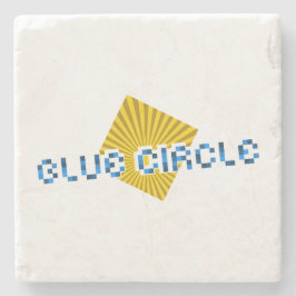 ビームと反対のピクセルの文字を持つ黄色の正方形 ストーンコースター