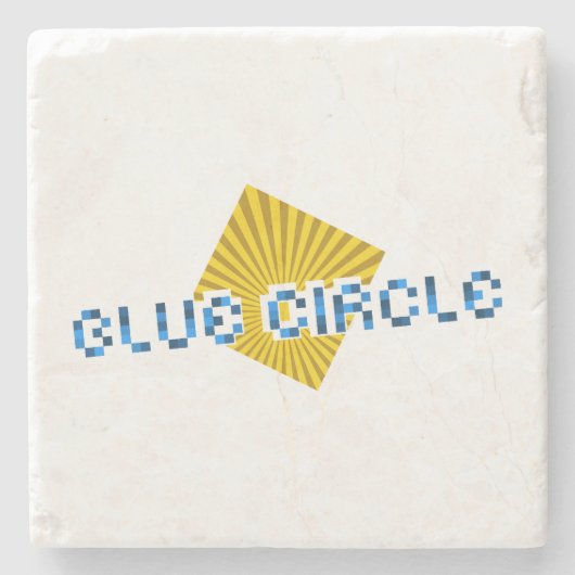 ビームと反対のピクセルの文字を持つ黄色の正方形 ストーンコースター (正面)