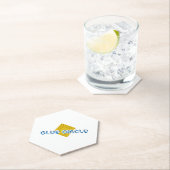 ビームと反対のピクセルの文字を持つ黄色の正方形 ペーパーコースター (インサイチュ)