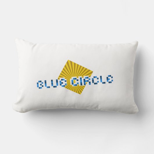 ビームと反対のピクセルの文字を持つ黄色の正方形 ランバークッション (正面)