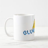 ビームと反対のピクセル文字Cを持つ黄色の正方形 コーヒーマグカップ (左)