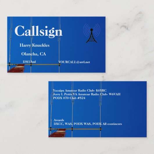 ビームアンテナ及びタワー型アマチュア無線呼出符号 名刺 (正面/裏面)