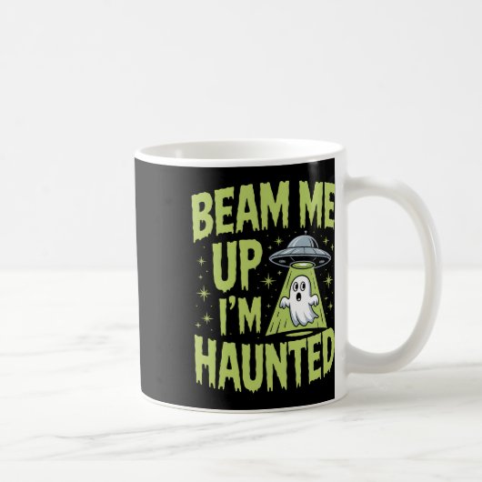 ビーム私は私は幽霊のよく出る- おもしろいエイリアン幽霊Hallowe コーヒーマグカップ (右)
