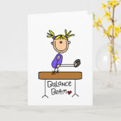 ビームTシャツとギフトを着たブロンドの女の子 カード (黄色い花)