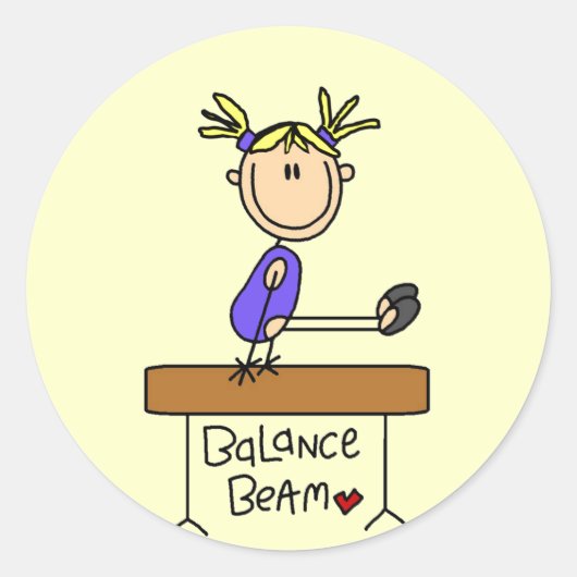 ビームTシャツとギフトを着たブロンドの女の子 ラウンドシール (正面)