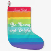 ビーメリーアンド明るい可愛いカスタム虹 スモールクリスマスストッキング (正面)