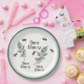 ビーメリークリスマスエバーグリーンホリデーパーティープレート ペーパープレート (パーティー)