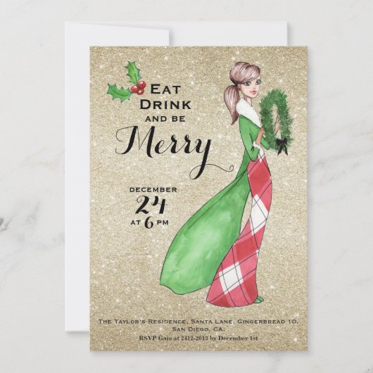 ビーメリークリスマスディナーパティ招待状 招待状