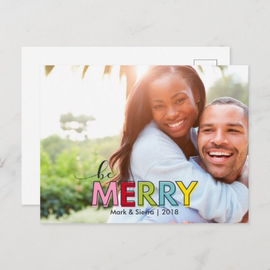 ビーメリーフェスティバルクリスマスフォトホリデー葉書 ポストカード (正面/裏面)