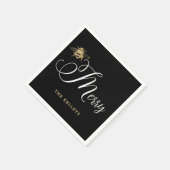 ビーメリーブラック&金ゴールド休日 スタンダードカクテルナプキン (角)