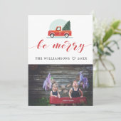 ビーメリーヴィンテージトラック写真とホリデーカード 案内状 (スタンド正面)