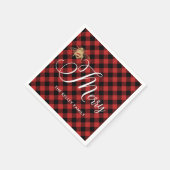 ビーメリー金ゴールドビー赤バッファロープレイドカスタム スタンダードカクテルナプキン (角)