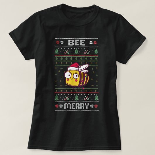 ビーメリー – ビーおもしろい醜いクリスマス Tシャツ (デザイン正面)