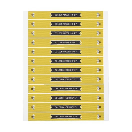 ビーモダンアイコン金ゴールドはちみつ瓶ふたラベル ラップアラウンドラベル (シート)