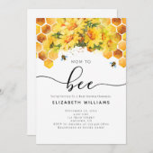 ビーモダンウォーター色ママへビー赤ちゃんシャワー 招待状 (正面/裏面)