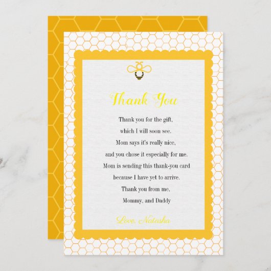 ビーモダンテーマ赤ちゃんシャワーサンキューカード サンキューカード (正面/裏面)