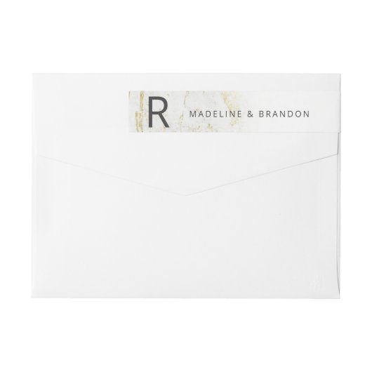 ビーモダンブルズホワイト金ゴールドモノグラム差出人住所 ラップアラウンドラベル (裏面)