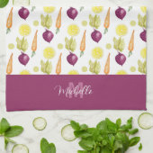 ビーモノグラムのツレモンとニンジンの水彩 キッチンタオル (折り畳み)