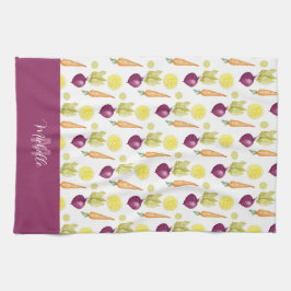 ビーモノグラムのツレモンとニンジンの水彩 キッチンタオル
