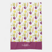 ビーモノグラムのツレモンとニンジンの水彩 キッチンタオル (縦)