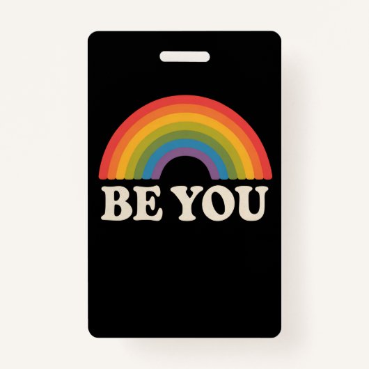 ビーユーゲイレズビアンプライドLGBTQアリーレインボーレトロ バッジ (正面)