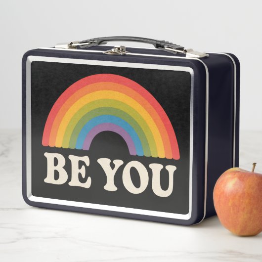 ビーユーゲイレズビアンプライドLGBTQアリーレインボーレトロ メタルランチボックス (インサイチュ)