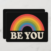 ビーユーゲイレズビアンプライドLGBTQアリーレインボーレトロ 招待状 (正面/裏面)