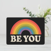 ビーユーゲイレズビアンプライドLGBTQアリーレインボーレトロ 招待状 (スタンド正面)