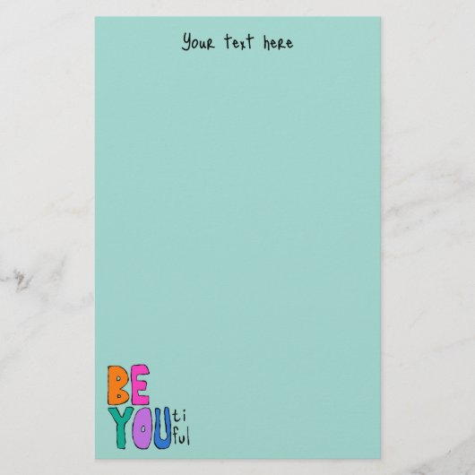 ビーユー美しいカラフルレタリングブライトグリーン 便箋 (正面)