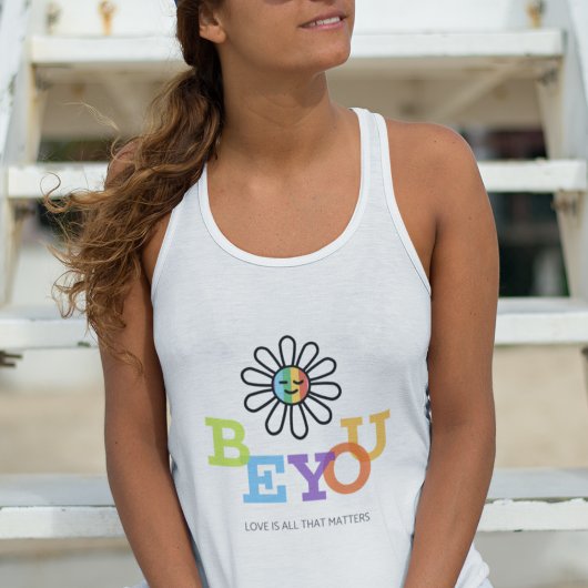 ビーユーLGBTプライドサンシャイン顔レインボー Tシャツ