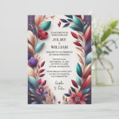 ビーリッチソフトティール（緑がかった色）秋ジェムはっきりしたジュエルト結婚ーン 招待状 (スタンド正面)