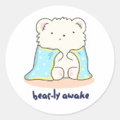 ビーリーアウェイクおもしろいスリーピーベアープン ラウンドシール (正面)