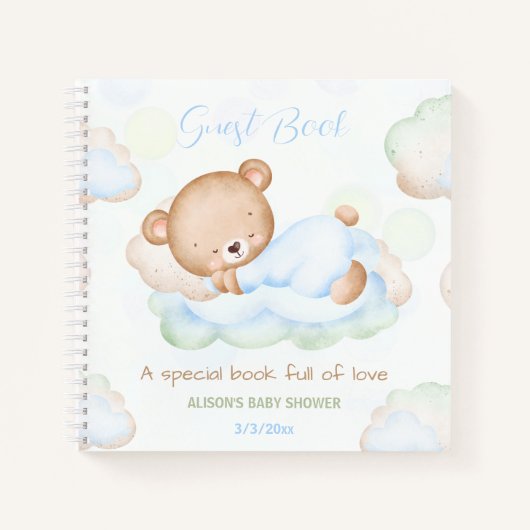 ビーリーウェイグリーンブルーボーイベビーシャワーゲストブック ノートブック (正面)