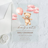 ビーリーウェイニュートラルベージュ&ピンクガール赤ちゃんシャワー アクリル招待状