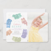 ビーリースイートグミベアガールフォト誕生日 招待状 (正面)