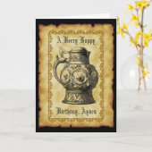 ビーリーハッピーバースデーアンティークビールスタインヴィンテージ カード (黄色い花)