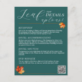 ビーリーフインラブティール(緑がかった色)素朴秋の結婚式詳細 エンクロージャーカード (正面)